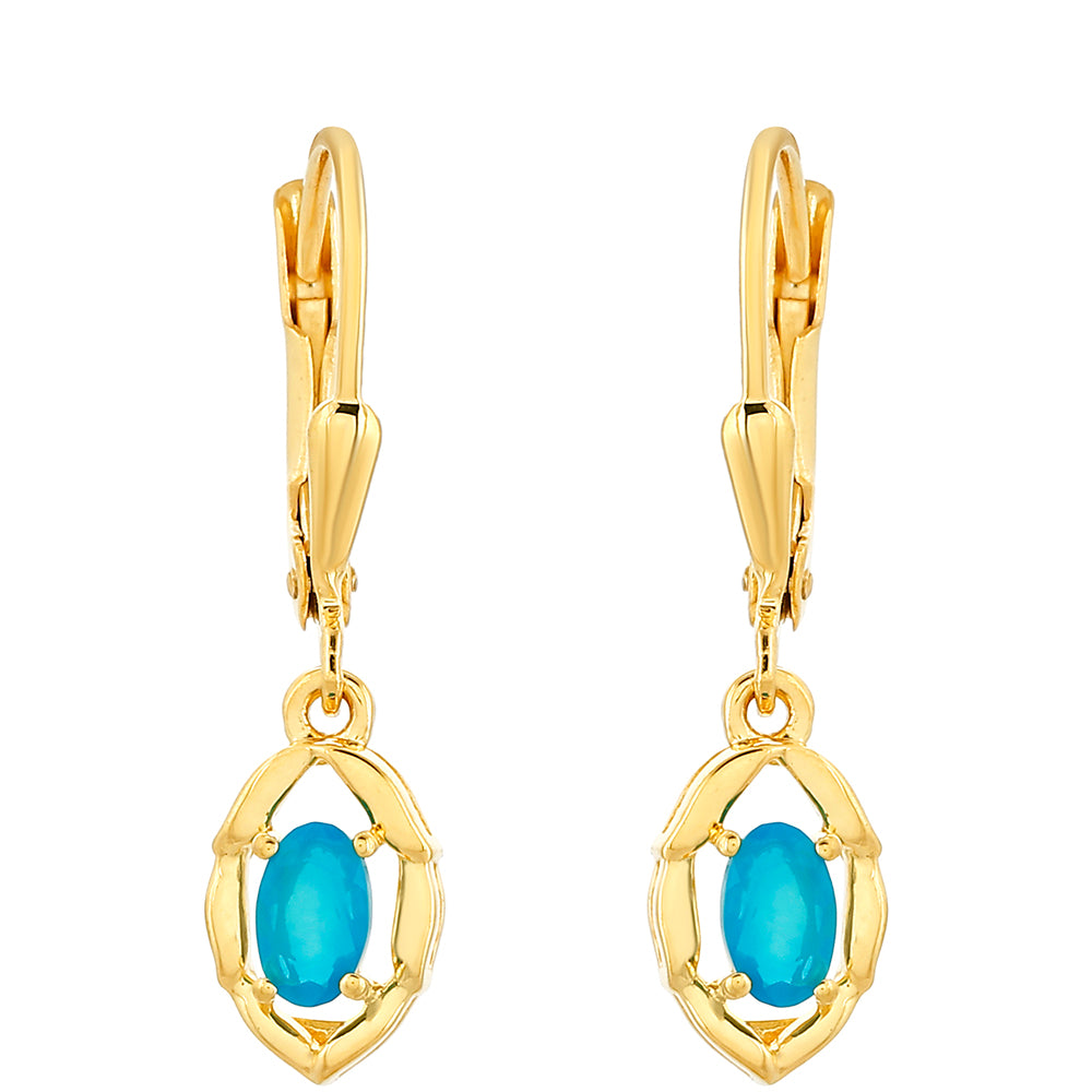 Pendientes de Plata Bañada en Oro con Ópalo Azul Paraiba de Etiopía