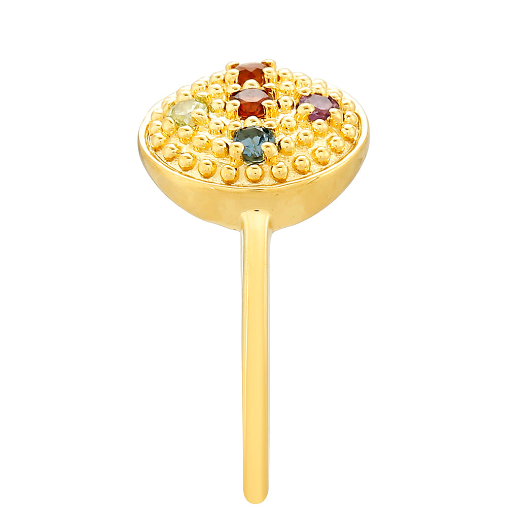 Anillo de Plata Bañada en Oro con Amatista y Citrino de Madeira