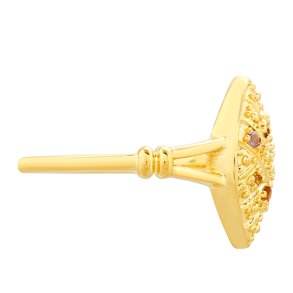 Anillo de Plata Bañada en Oro con Amatista y Citrino de Madeira 2 