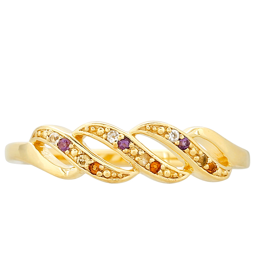 Anillo de Plata Bañada en Oro con Amatista y Citrino de Madeira