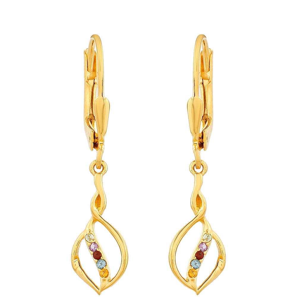 Pendientes de Plata Bañada en Oro con Amatista y Citrino 1 