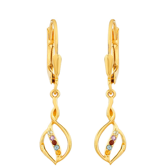 Pendientes de Plata Bañada en Oro con Amatista y Citrino