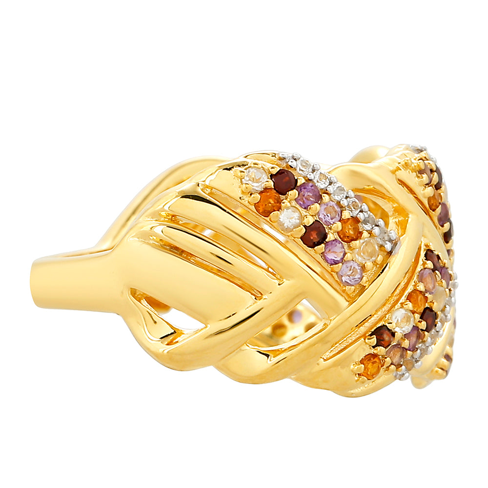 Anillo de Plata Bañada en Oro con Amatista y Citrino de Madeira 2 