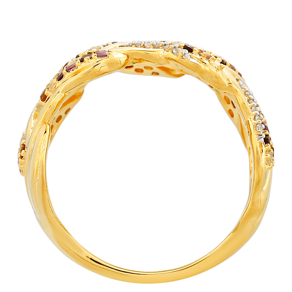 Anillo de Plata Bañada en Oro con Amatista y Citrino de Madeira 4 