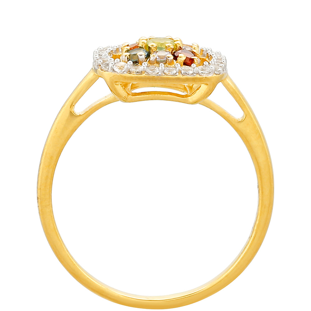 Anillo de Plata Bañada en Oro con Tanzanita y Citrino de Madeira 4 