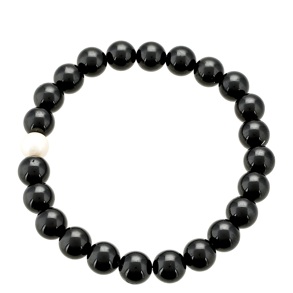 Pulsera Pepita con Turmalina Negra y Perla blanca de agua dulce 1 