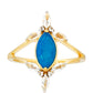 Anillo de Plata Bañada en Oro con Ópalo Azul Paraiba de Etiopía y Topacio Blanco