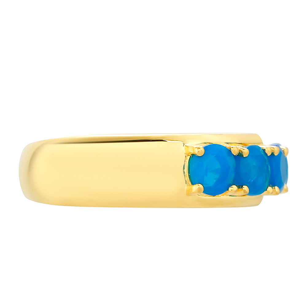 Anillo de Plata Bañada en Oro con Ópalo Azul Paraiba de Etiopía 2 