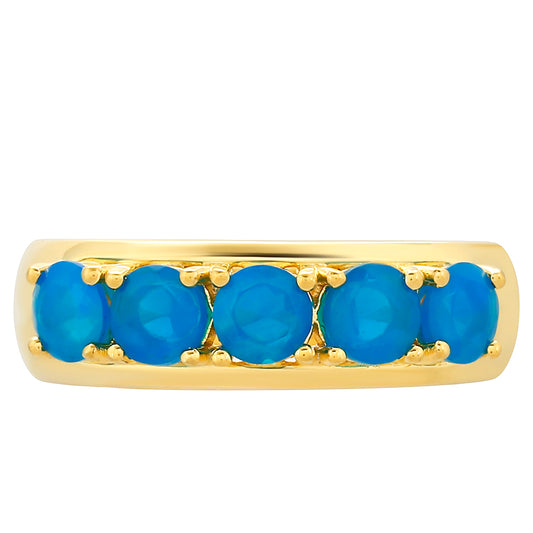 Anillo de Plata Bañada en Oro con Ópalo Azul Paraiba de Etiopía