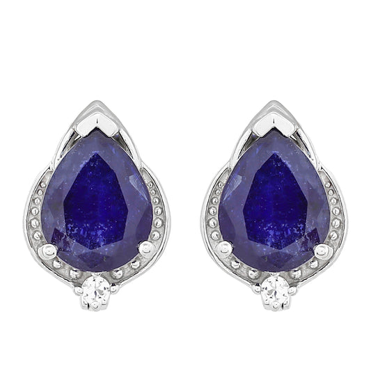 Pendientes de Plata con Zafiro de Tailandia y Topacio Blanco