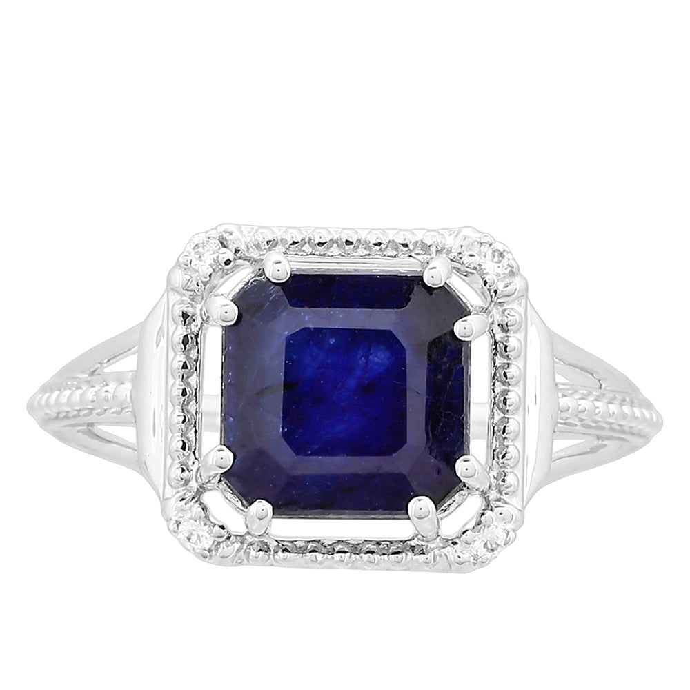 Anillo de Plata con Zafiro de Tailandia y Topacio Blanco 1 