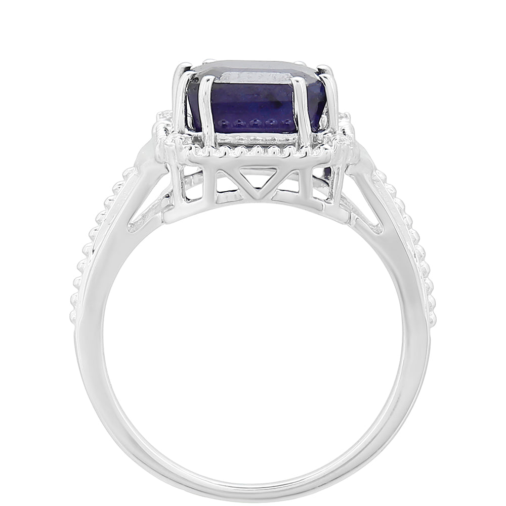 Anillo de Plata con Zafiro de Tailandia y Topacio Blanco 4 