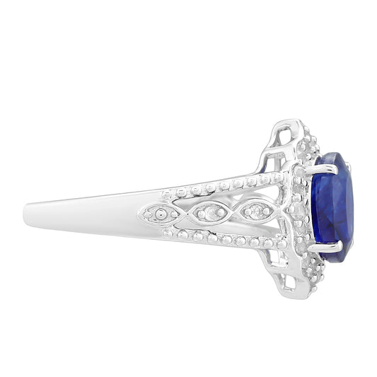 Anillo de Plata con Zafiro de Tailandia y Topacio Blanco
