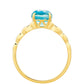 Anillo de Plata Bañada en Oro con Cuarzo Paraiba