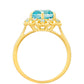 Anillo de Plata Bañada en Oro con Cuarzo Paraiba y Topacio Azul Libertad