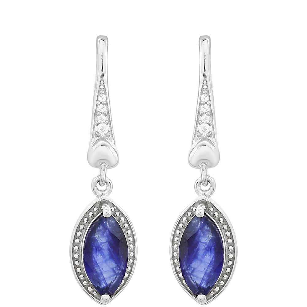 Pendientes de Plata con Zafiro de Tailandia y Topacio Blanco 1 