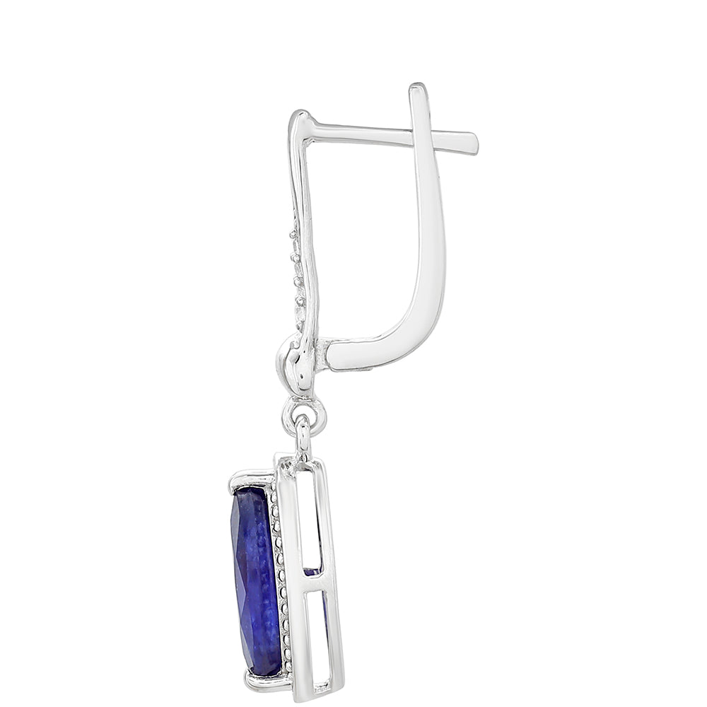 Pendientes de Plata con Zafiro de Tailandia y Topacio Blanco