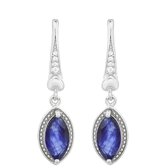 Pendientes de Plata con Zafiro de Tailandia y Topacio Blanco