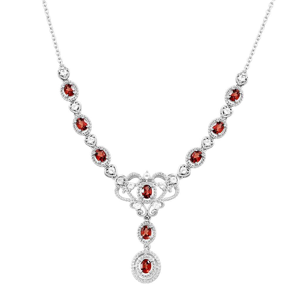 Collar de Plata con Granate y Topacio Blanco 1 