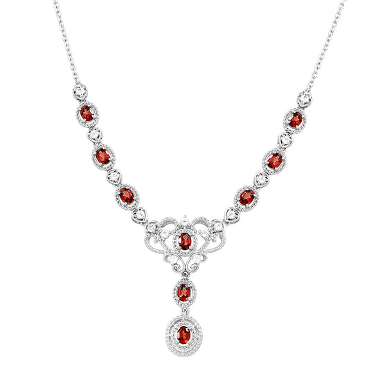 Collar de Plata con Granate y Topacio Blanco