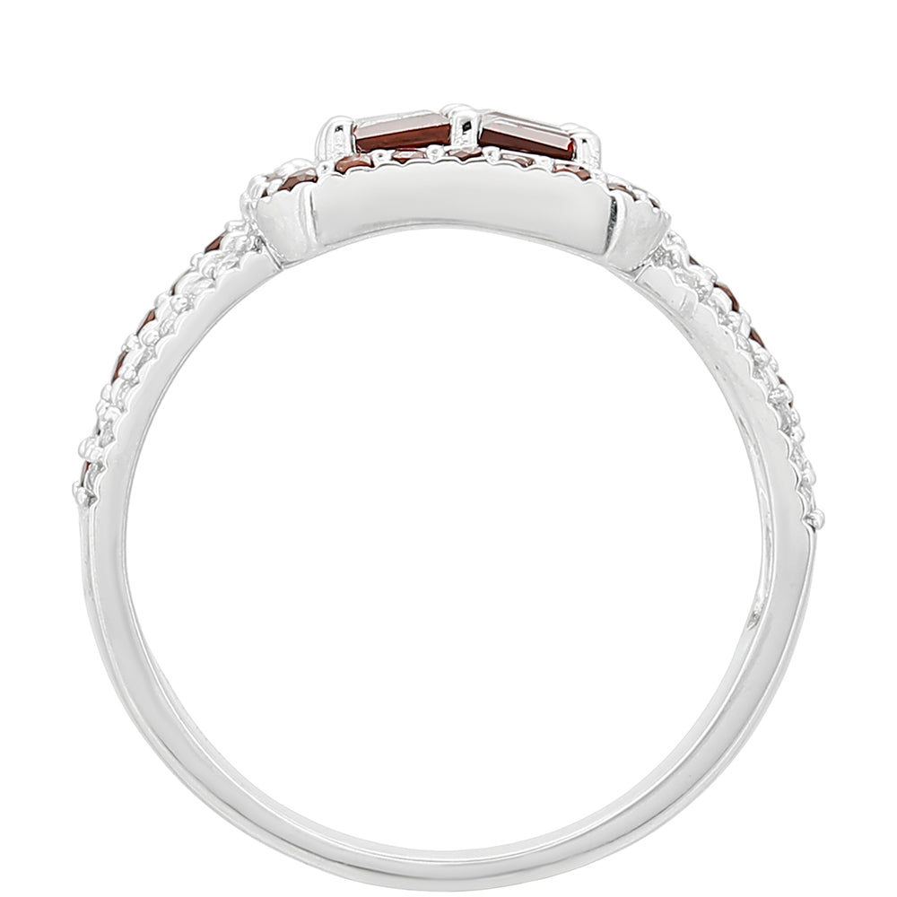Anillo de Plata con Granate y Topacio Blanco 4 