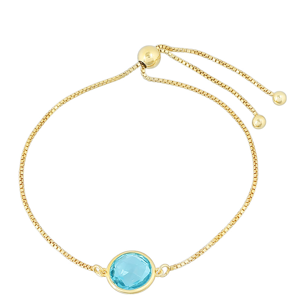 Pulsera de Plata Bañada en Oro con Cuarzo Paraiba 1 