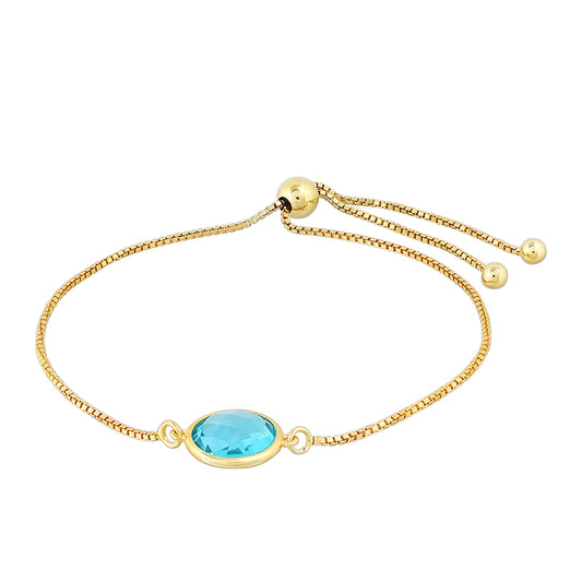 Pulsera de Plata Bañada en Oro con Cuarzo Paraiba