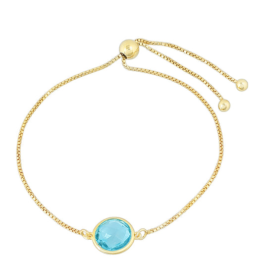 Pulsera de Plata Bañada en Oro con Cuarzo Paraiba