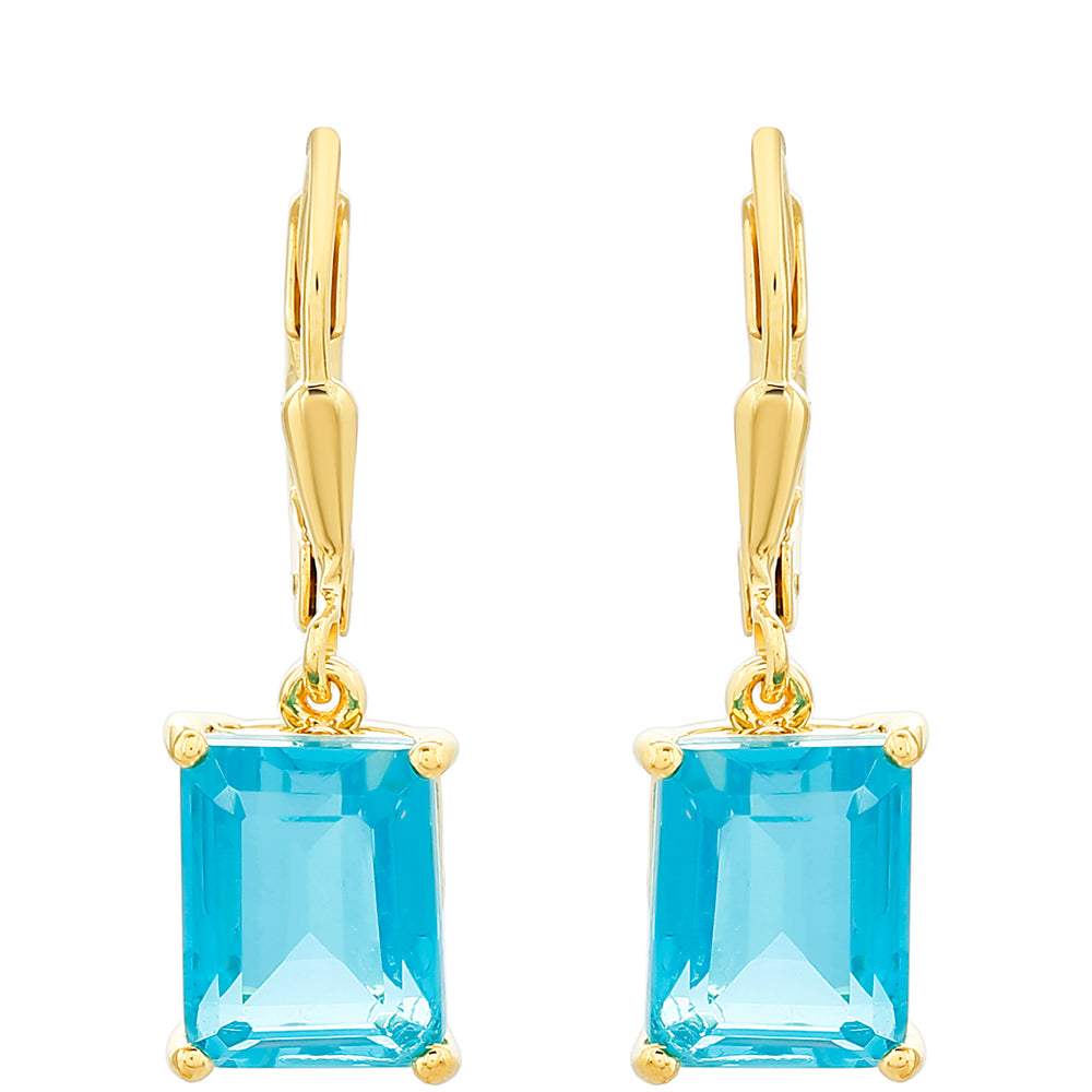 Pendientes de Plata Bañada en Oro con Cuarzo Paraiba 1 