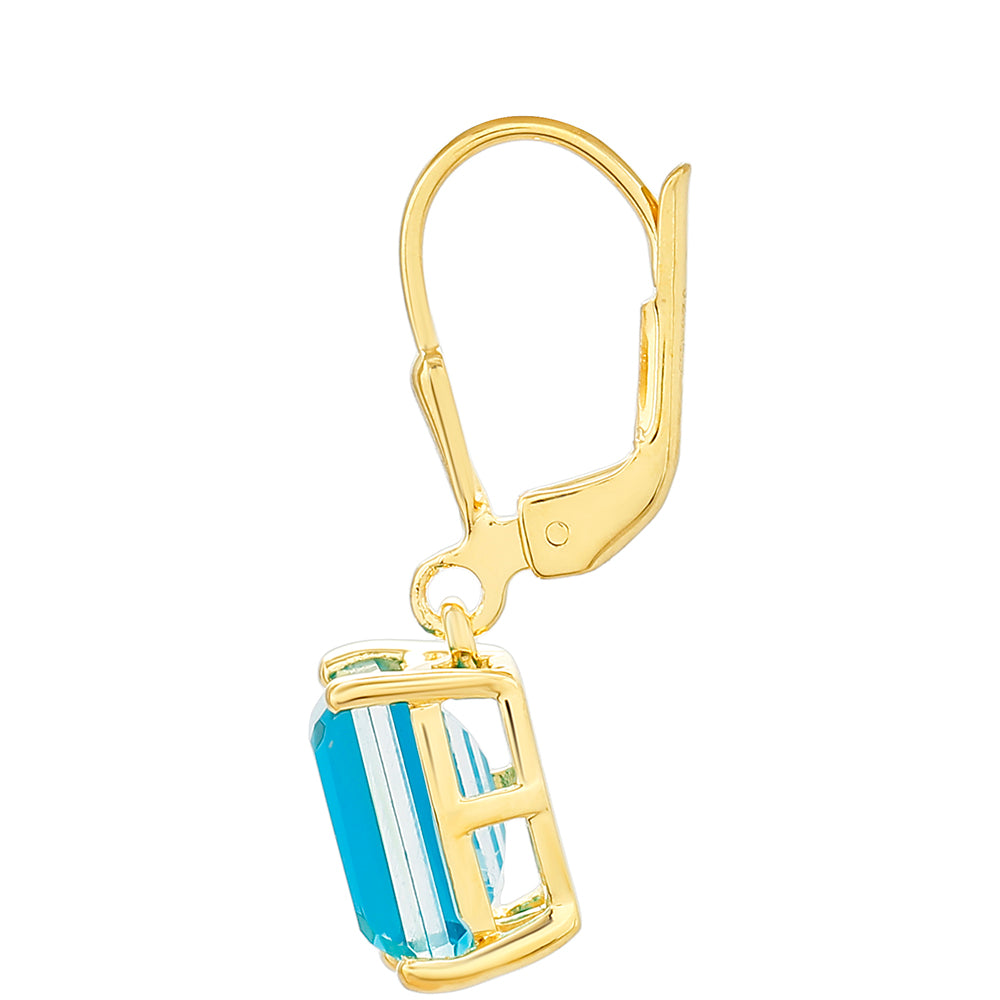 Pendientes de Plata Bañada en Oro con Cuarzo Paraiba 2 