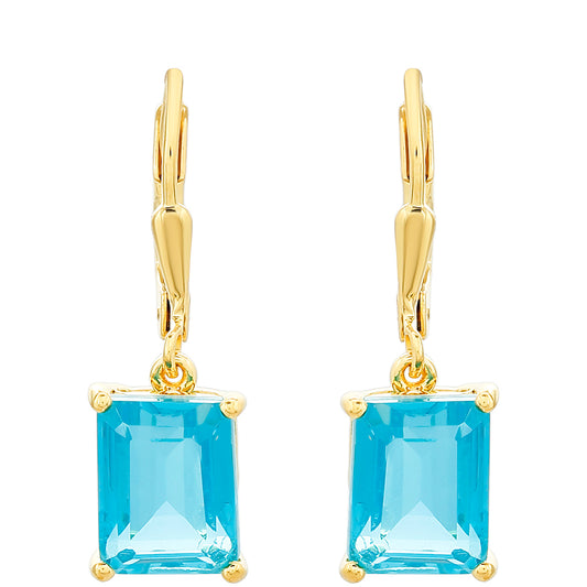 Pendientes de Plata Bañada en Oro con Cuarzo Paraiba