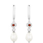 Pendientes de Plata con Granate y Perla blanca de agua dulce