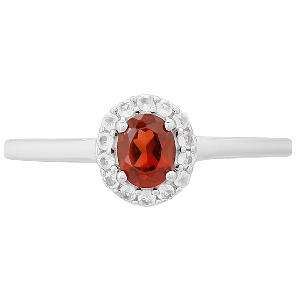 Anillo de Plata con Granate y Topacio Blanco 1 