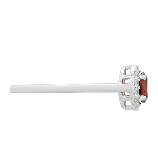 Anillo de Plata con Granate y Topacio Blanco