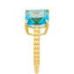 Anillo de Plata Bañada en Oro con Cuarzo Paraiba