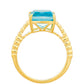 Anillo de Plata Bañada en Oro con Cuarzo Paraiba