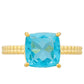 Anillo de Plata Bañada en Oro con Cuarzo Paraiba
