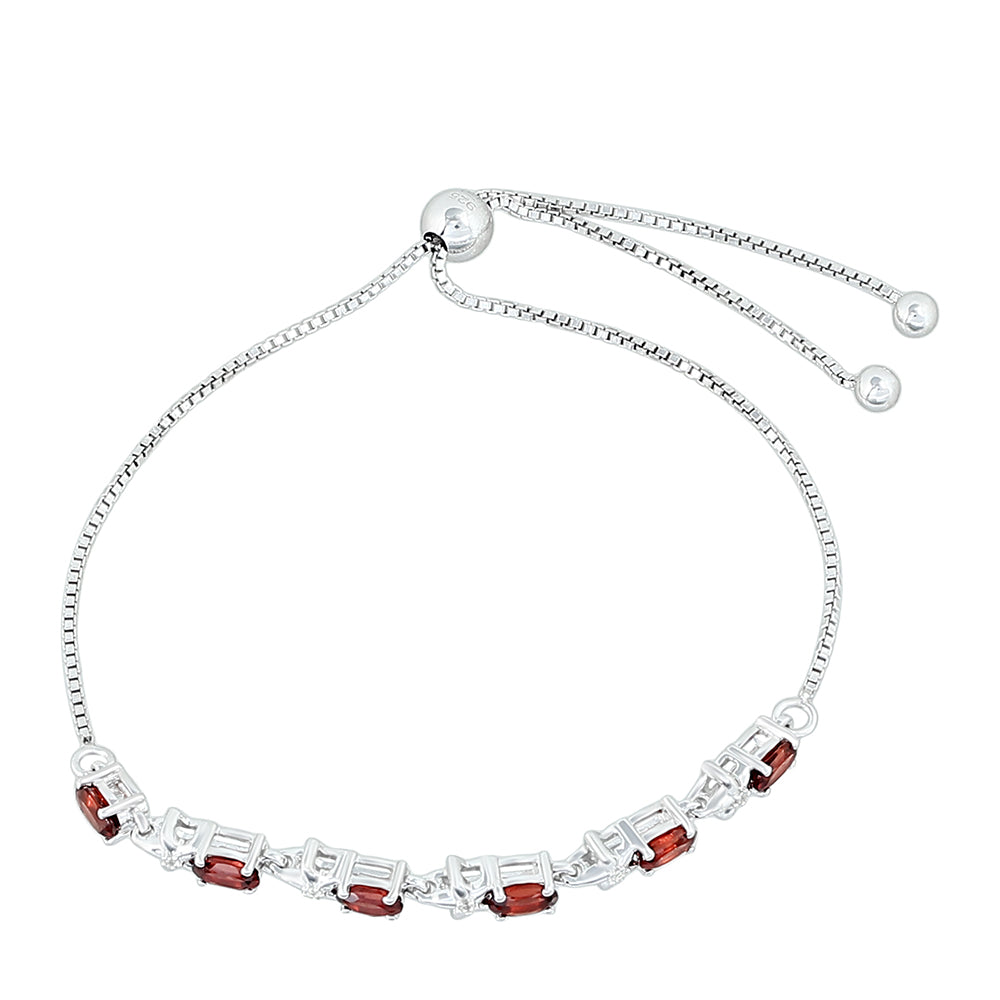 Pulsera de Plata con Granate y Topacio Blanco 2 