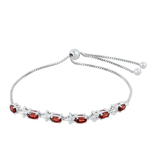 Pulsera de Plata con Granate y Topacio Blanco