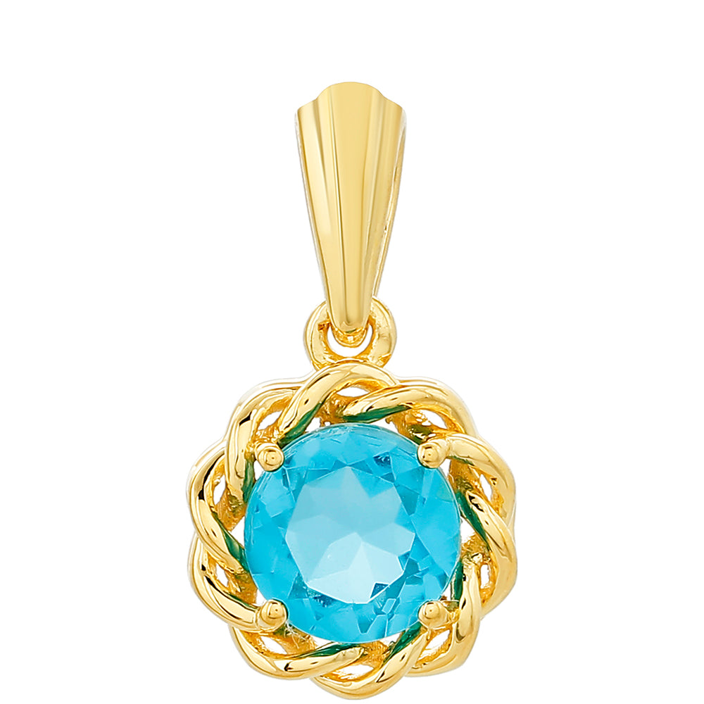 Colgante de Plata Bañada en Oro con Cuarzo Paraiba 1 