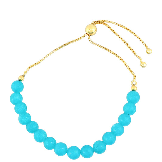 Pulsera de Plata Bañada en Oro con Cuarzo Paraiba