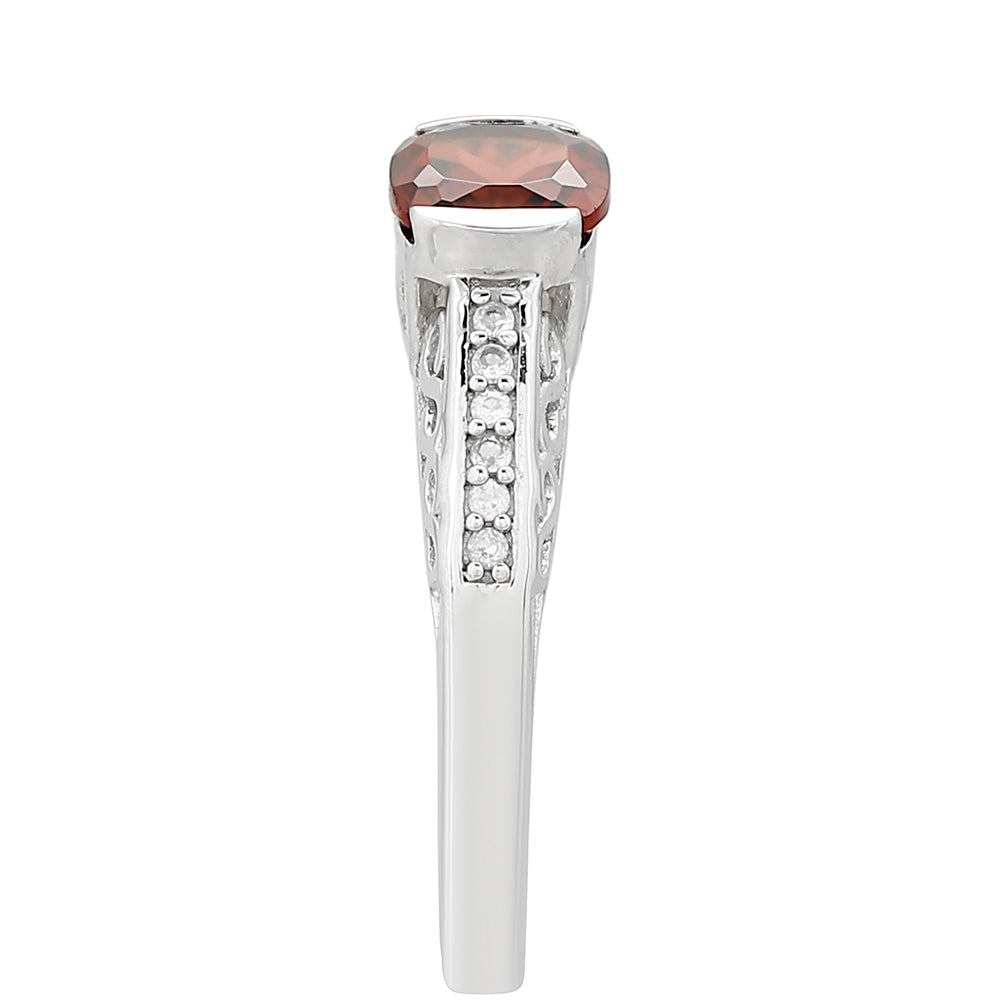 Anillo de Plata con Granate y Topacio Blanco 3 