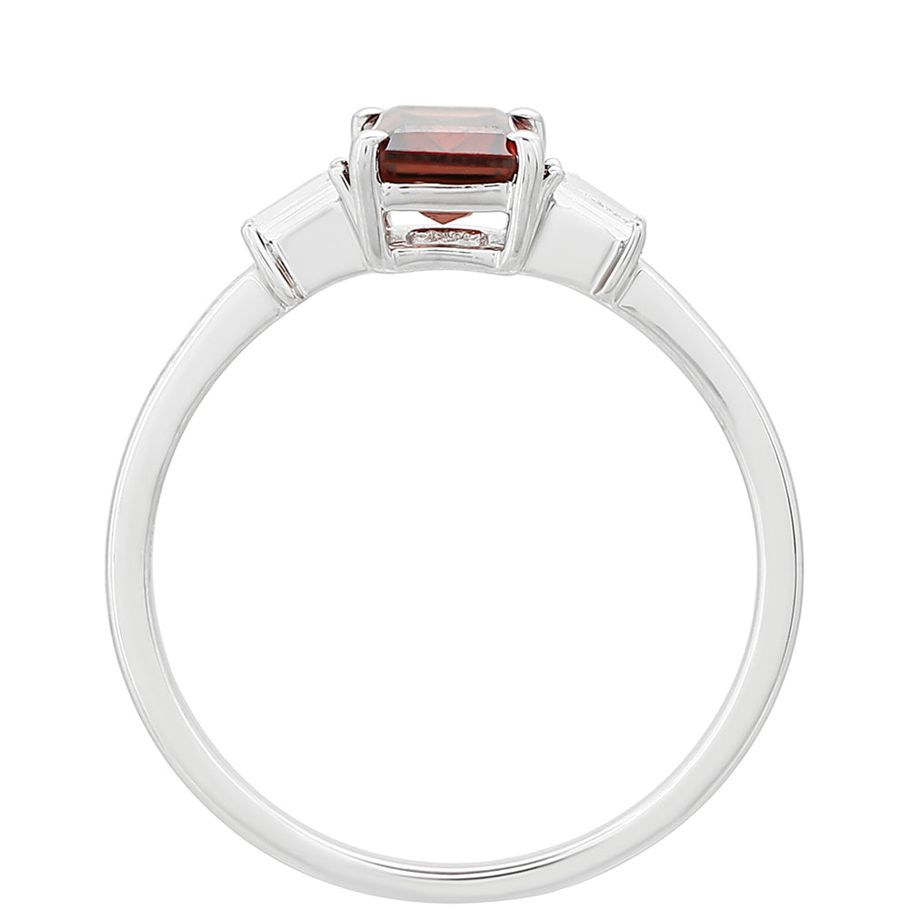 Anillo de Plata con Granate y Topacio Blanco 4 