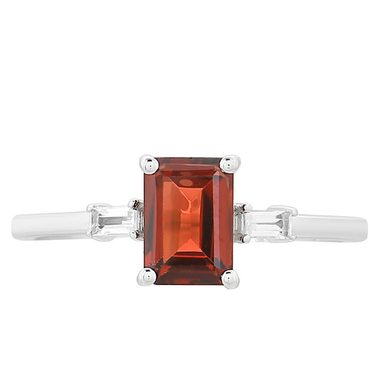 Anillo de Plata con Granate y Topacio Blanco