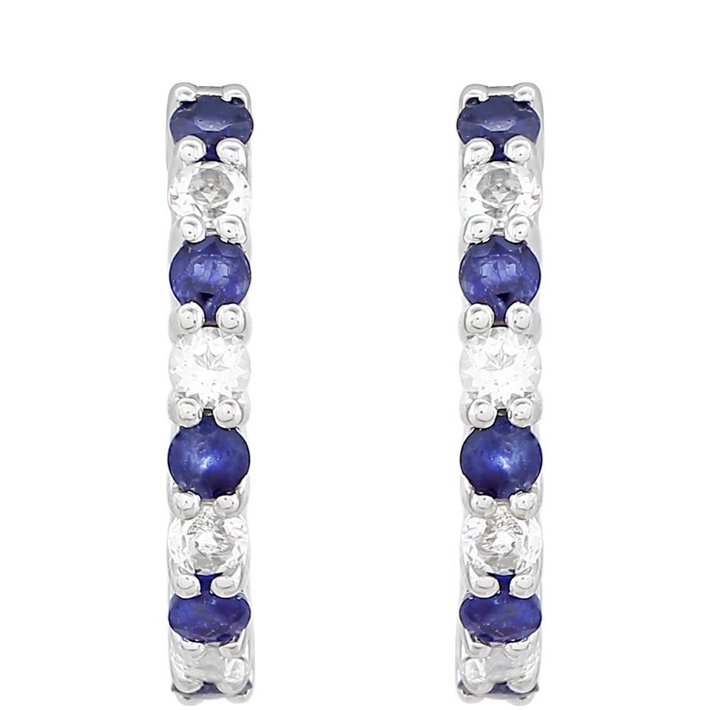 Pendientes de Plata con Zafiro de Tailandia y Topacio Blanco