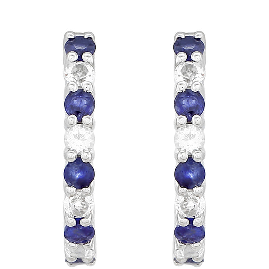 Pendientes de Plata con Zafiro de Tailandia y Topacio Blanco