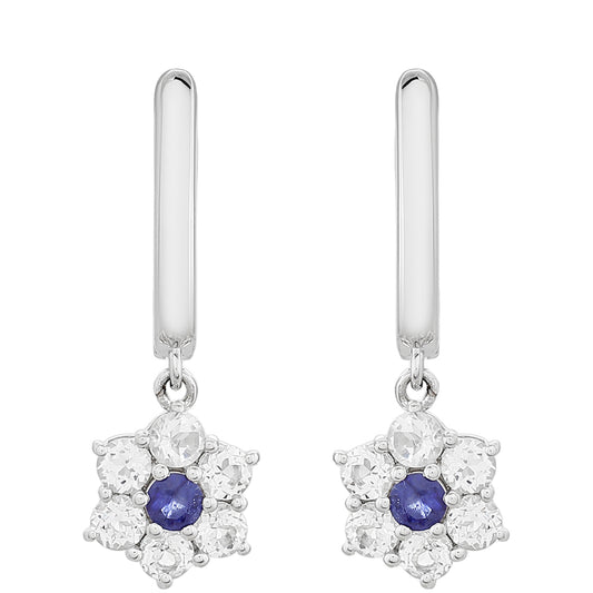 Pendientes de Plata con Zafiro de Tailandia y Topacio Blanco