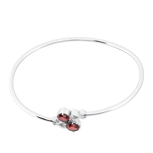 Brazalete de Plata con Granate y Topacio Blanco