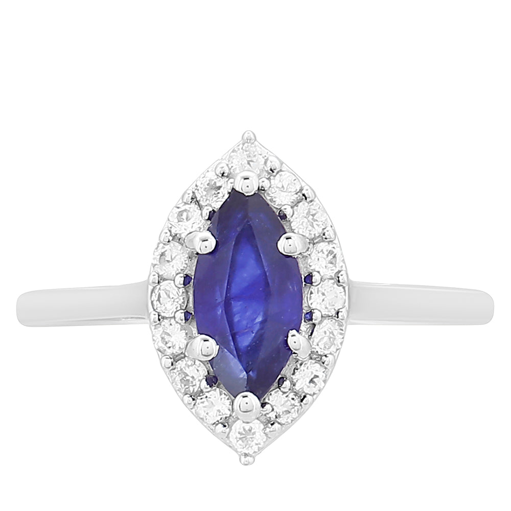 Anillo de Plata con Zafiro de Tailandia y Topacio Blanco 1 