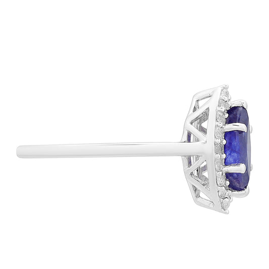 Anillo de Plata con Zafiro de Tailandia y Topacio Blanco